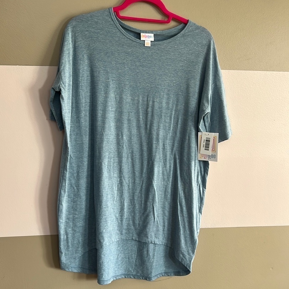 LulaRoe Irma Printed High Low Short Sleeve Top Size XXS